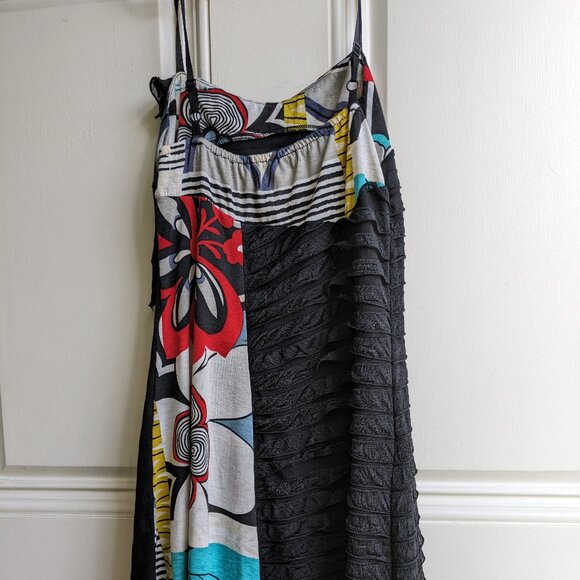 Colorful Floral & Striped Spaghetti Strap Dress - Picture 3 of 4